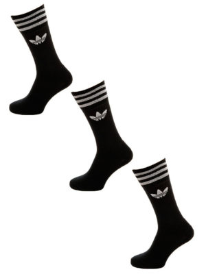 Носки Adidas Crew черные три полоски (3 пары)
