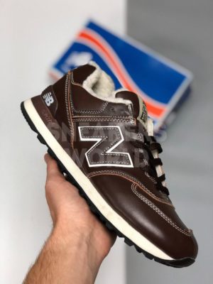 Зимние кроссовки New Balance 574 коричневые с мехом
