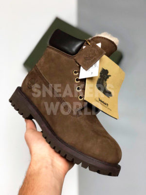 Коричневые ботинки Timberland 6 зимние с мехом