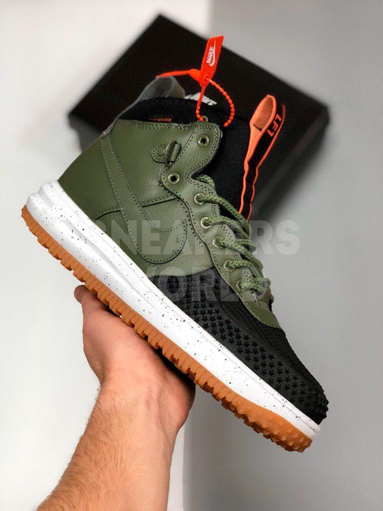 Nike Lunar Force 1 Duckboot зеленые с мехом