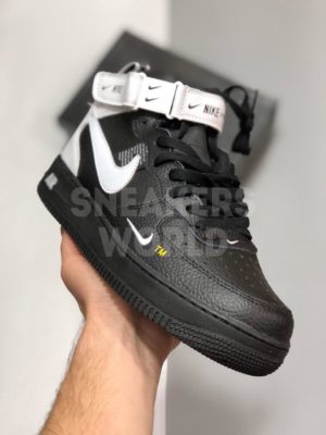 Nike Air Force 1 Mid черно-белые