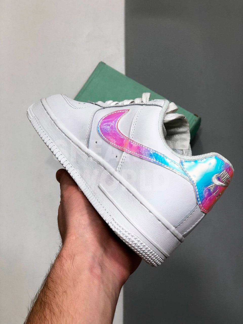 white holographic air force