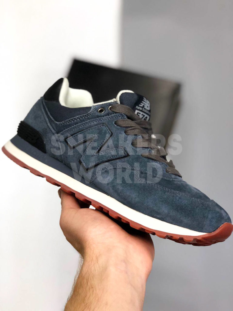 New Balance 574 синие замшевые