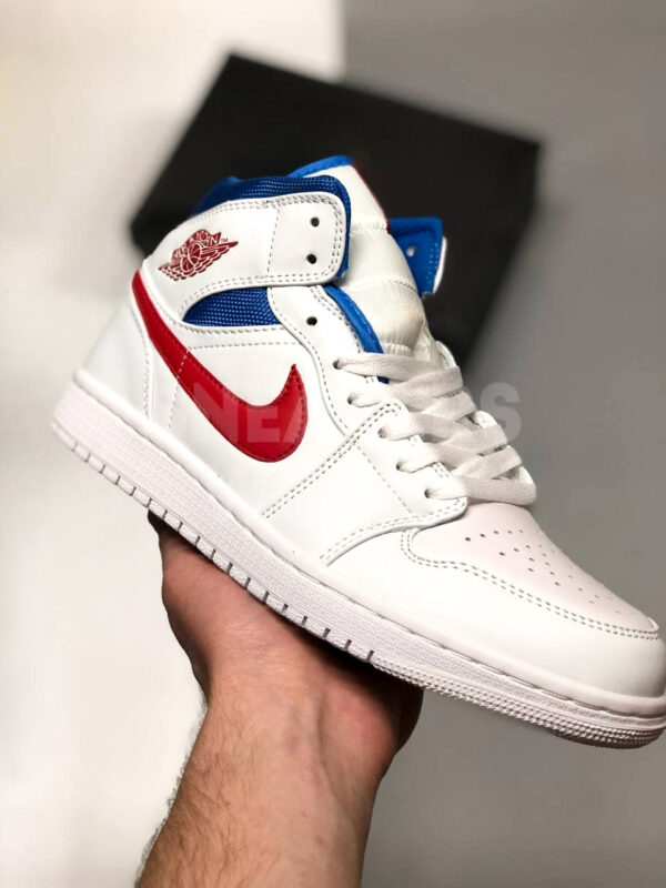 Nike Air Jordan 1 Mid University White Red Royal кроссовки мужские белые