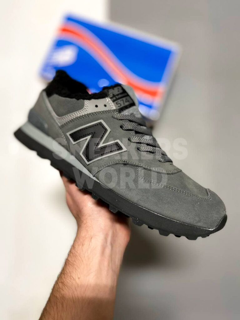 New Balance 574 серые с мехом зимние