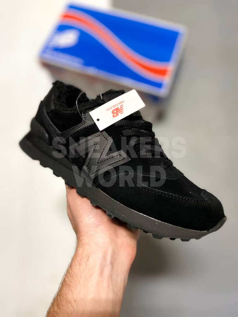 New Balance 574 черные с мехом зимние