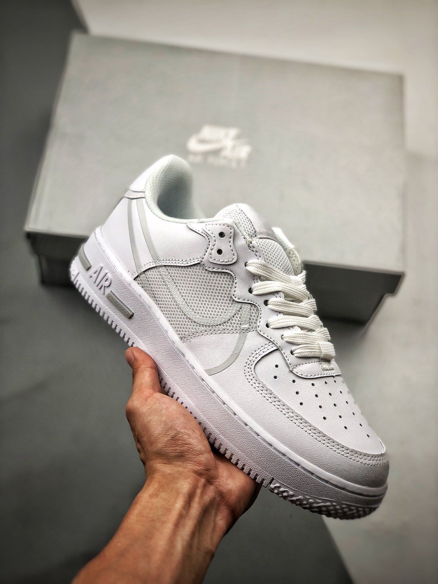 Air force 1 shop react d/ms/x white/pure platinum