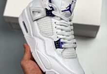Nike Air Jordan 4 White/Metallic Silver Court Purple