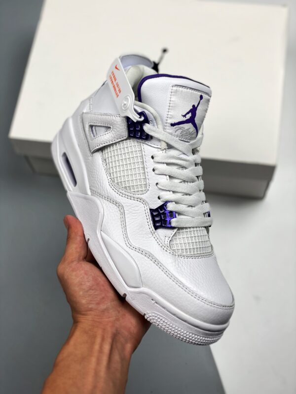 Nike Air Jordan 4 White/Metallic Silver Court Purple