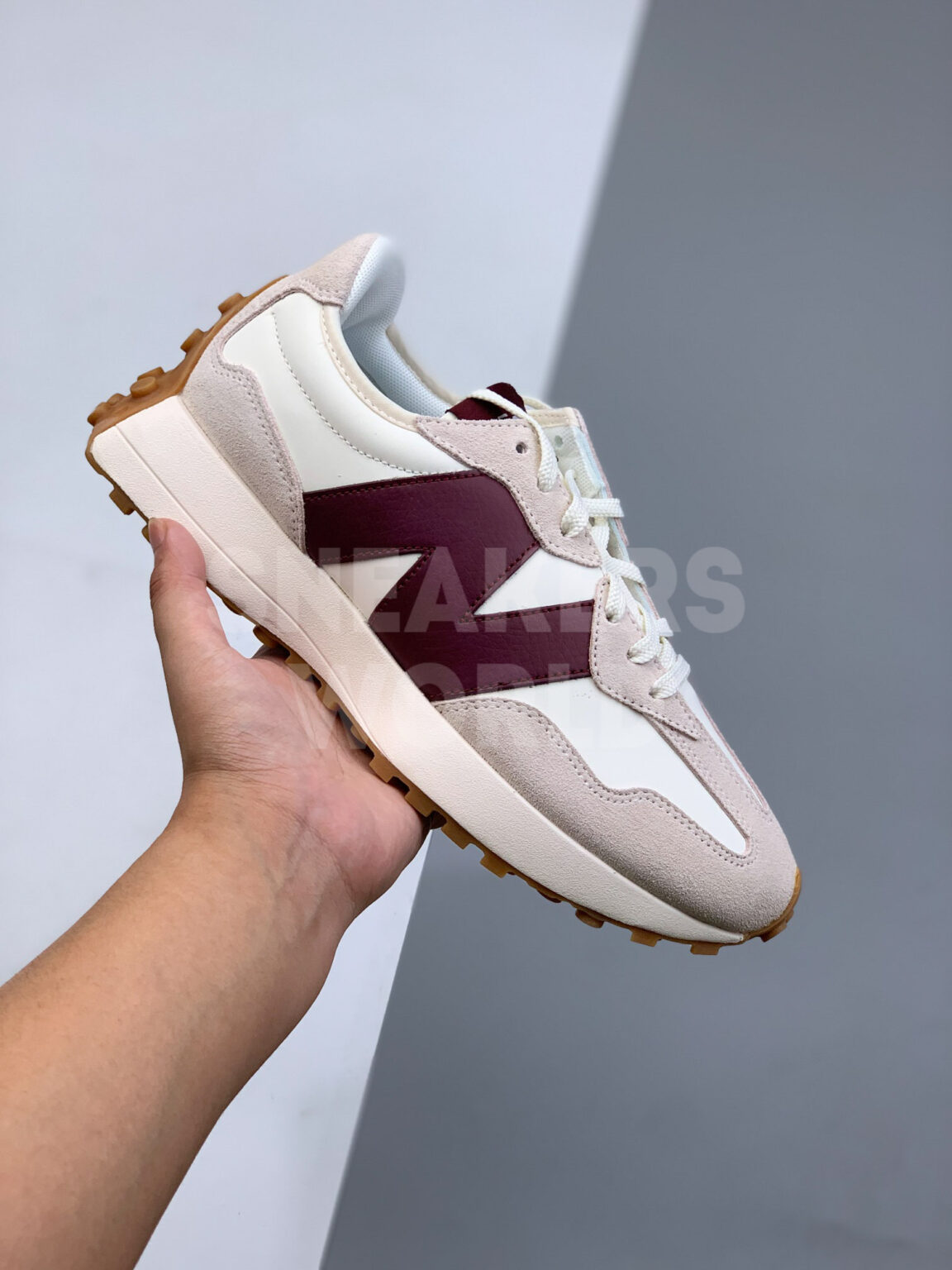 New Balance 327 White/Burgundy/Sand