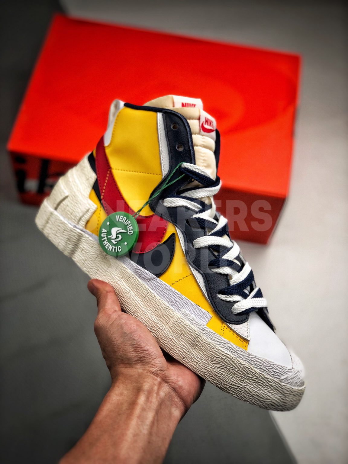 Nike x Sacai Blazer Mid Varsity Yellow Red