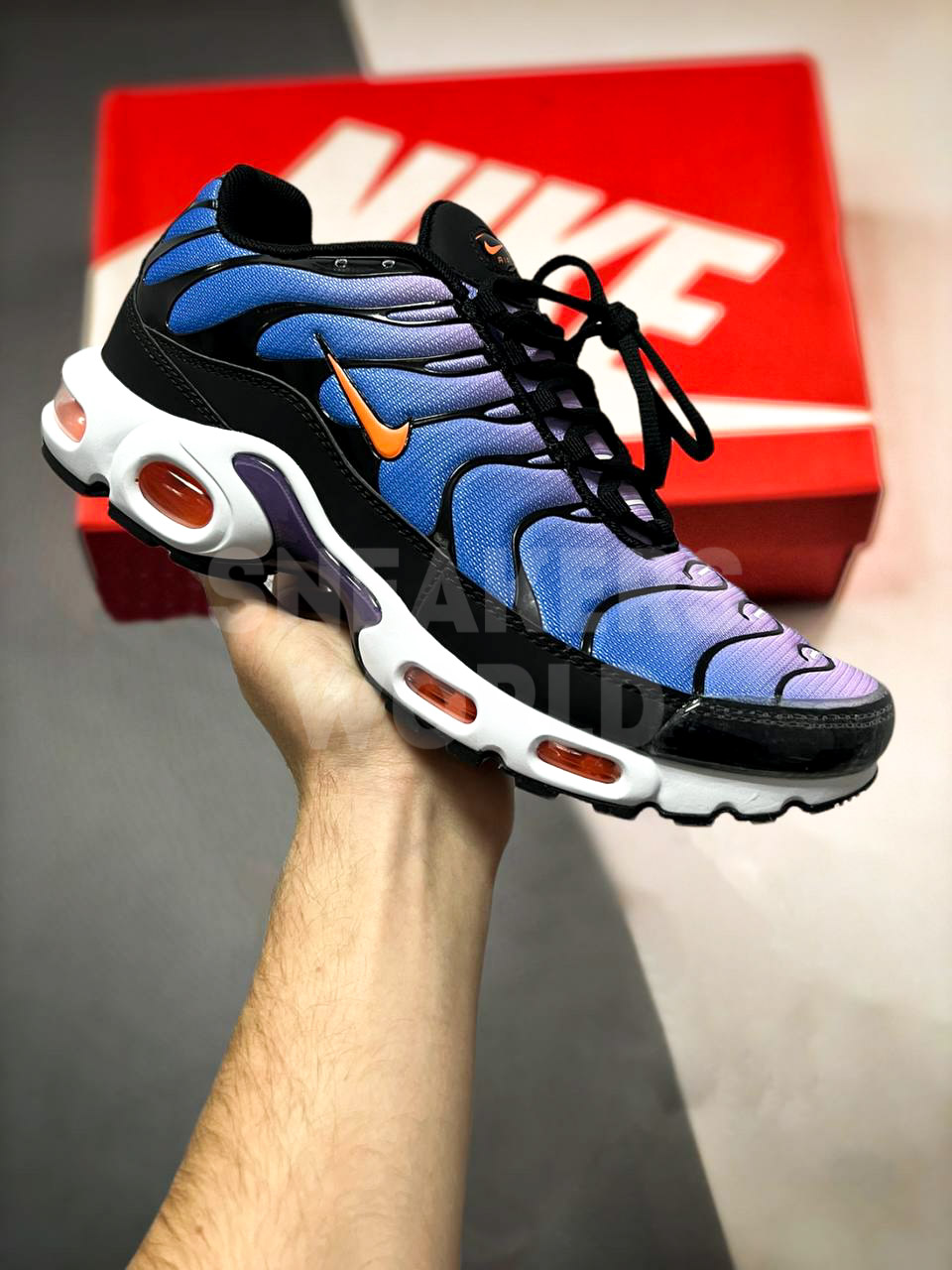 purple and blue air max plus