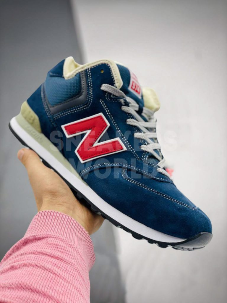 New Balance 574 Blue/Red зимние с мехом