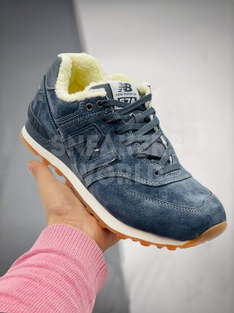 New Balance 574 Blue зимние с мехом