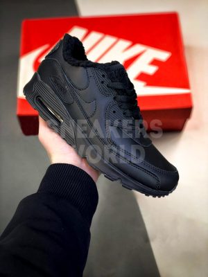 Кроссовки Nike Air Max 90 Black зимние с мехом