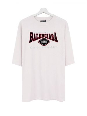 Футболка Balenciaga оверсайз белая Logo-Embroidered