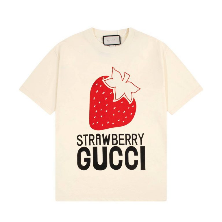 Футболка Gucci Strawberry бежевая