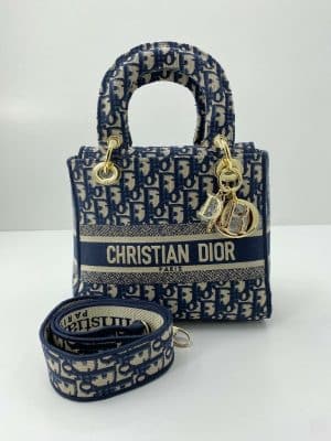 Сумка Christian Dior Lady синяя мини