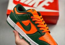 Nike Dunk Low Miami Hurricanes Team Dark Green Team Orange White