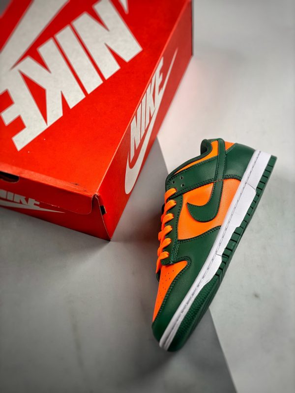 Nike Dunk Low Miami Hurricanes Team Dark Green Team Orange White