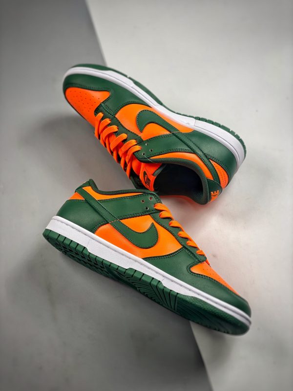 Nike Dunk Low Miami Hurricanes Team Dark Green Team Orange White