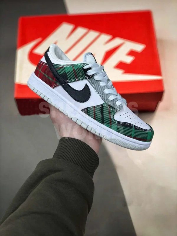 Nike Dunk Low Retro PRM Tartan Plaid White Black Green