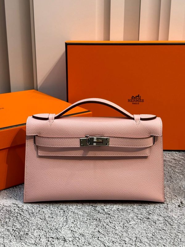 Сумка Hermes Mini Kelly Pochette 22cm Bag In Mauve Sylvestre Epsom Leather