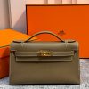 Сумка Hermes Mini Kelly Pochette 22cm Bag In Etoupe Epsom Leather GHW