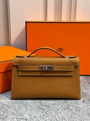 Сумка Hermes Mini Kelly Pochette 22cm Bag In Gold Epsom Leather PHW