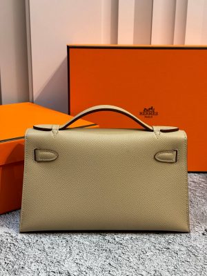 Сумка Hermes Mini Kelly Pochette 22cm Bag In Gray Epsom Leather GHW