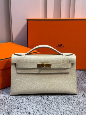 Сумка Hermes Mini Kelly Pochette 22cm Bag In Craie Epsom Leather PHW