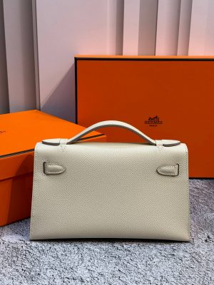 Сумка Hermes Mini Kelly Pochette 22cm Bag In Craie Epsom Leather PHW