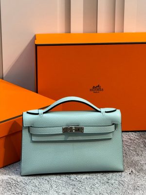 Сумка Hermes Mini Kelly Pochette 22cm Bag In Blue Epsom Leather