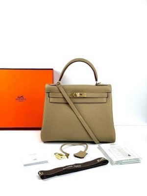 Hermes Kelly Seller 28 бежевый