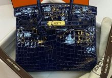 Hermes Birkin 30 Blue Marine Shiny Niloticus Crocodile