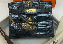 Hermes Birkin 30 Graphite Shiny Niloticus Crocodile