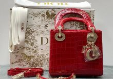 Сумка Lady Dior mini crocodile Red