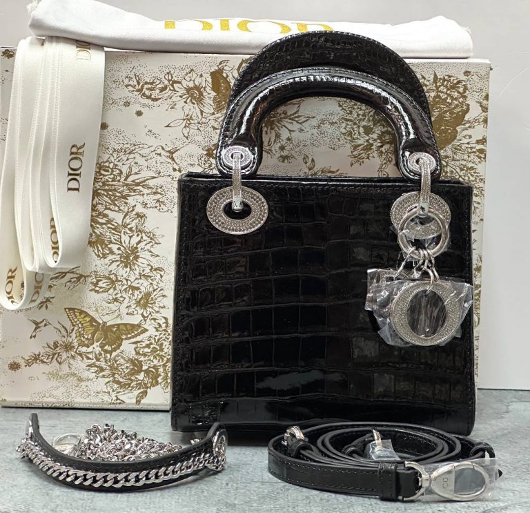 Сумка Lady Dior mini crocodile black