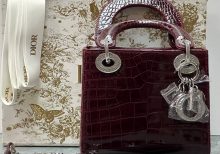 Сумка Lady Dior mini crocodile cherry