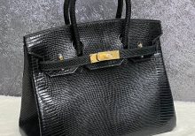 Hermes Birkin 30 Shiny Lizard Black