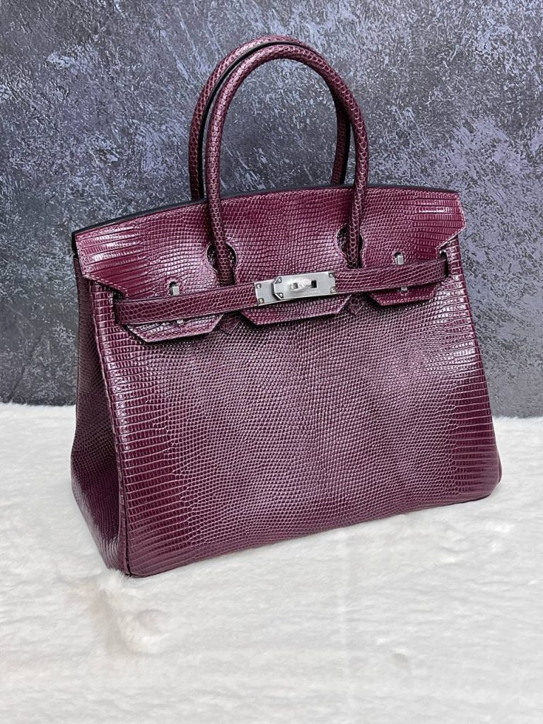 Hermes Birkin 30 Shiny Lizard Bordo