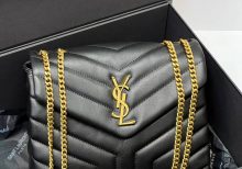 Saint Laurent YSL LOULOU SMALL IN QUILTED LEATHER Black Gold