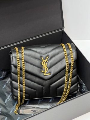 Saint Laurent YSL LOULOU SMALL IN QUILTED LEATHER Black Gold