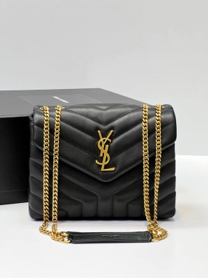 Saint Laurent YSL LOULOU SMALL IN QUILTED LEATHER Black Gold