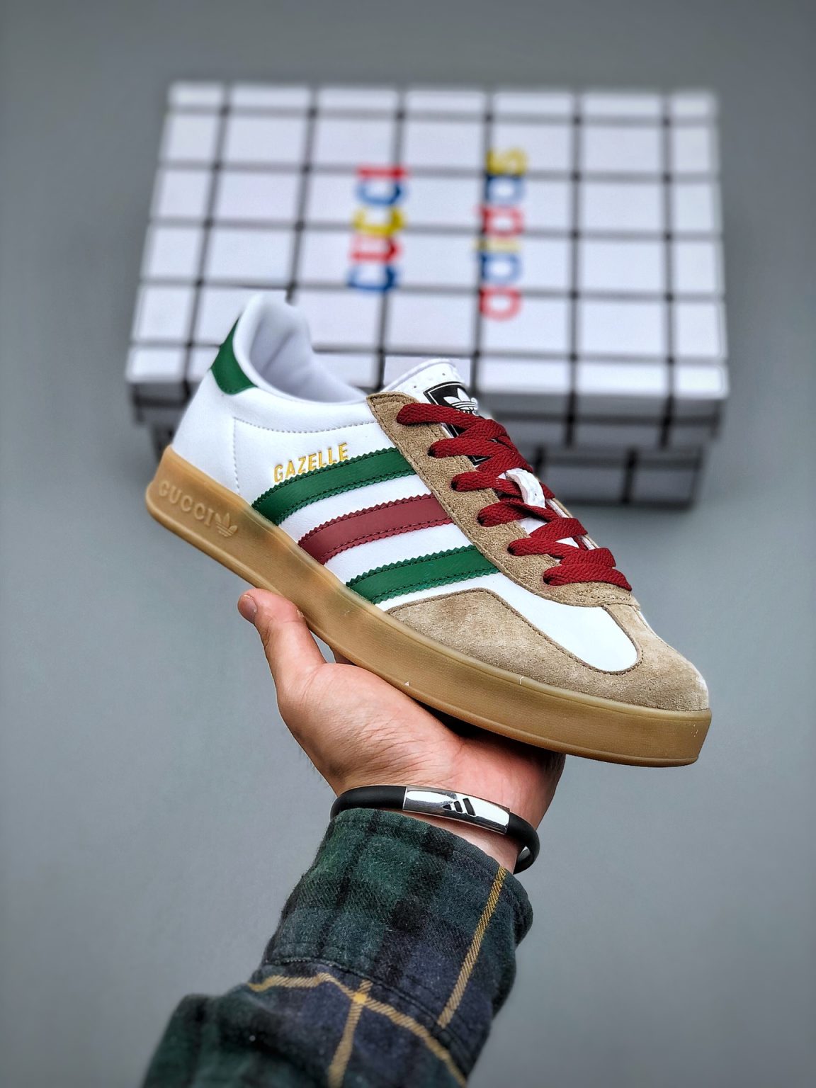 Gucci Adidas Gazelle White Green Red