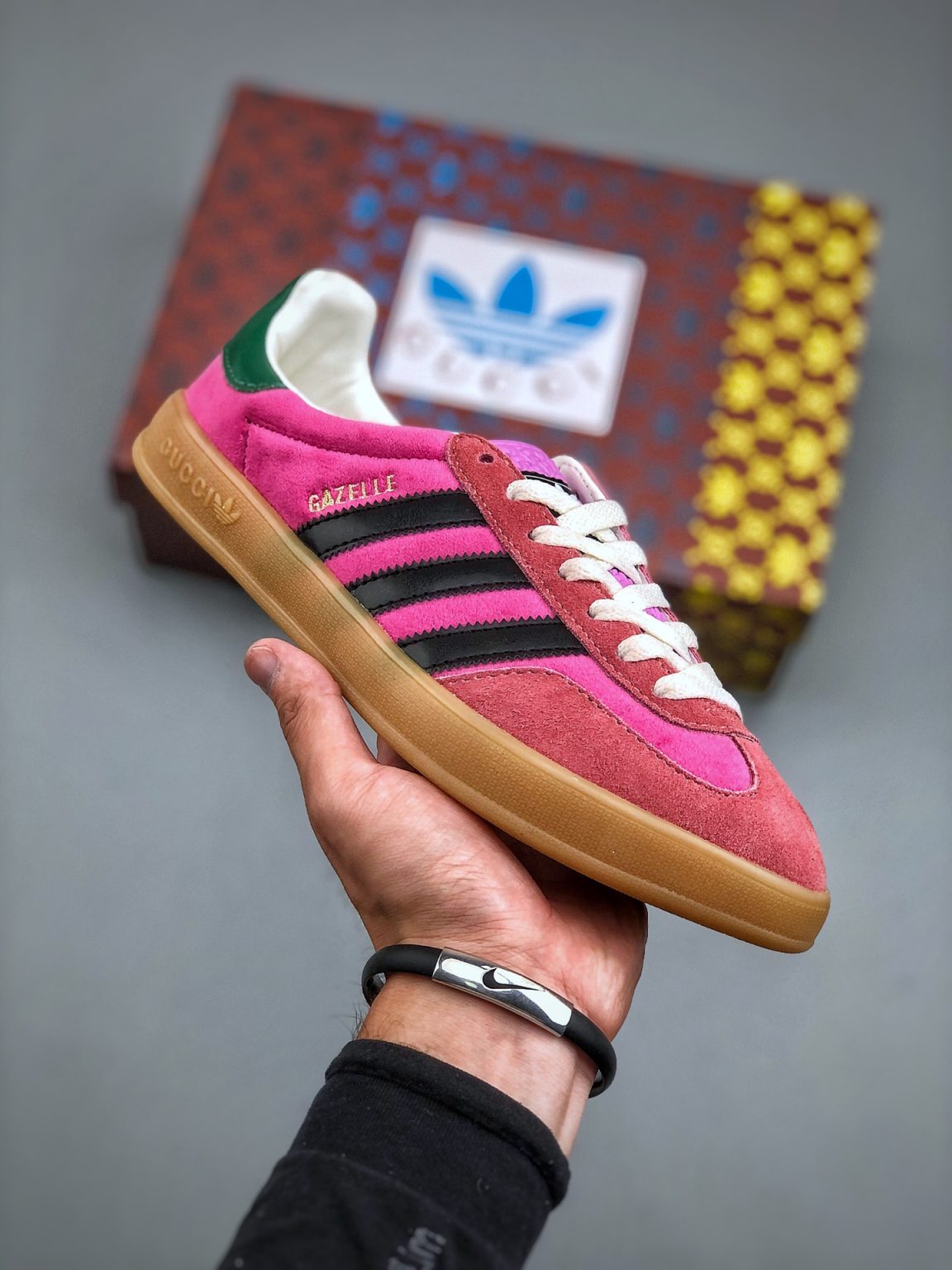 Gucci Adidas Gazelle Pink Velvet