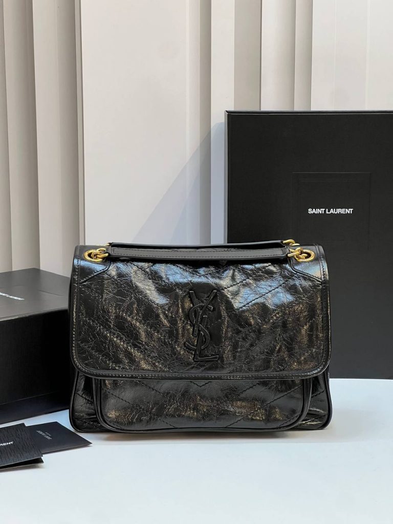 Yves Saint Laurent Сумка SAINT LAURENT YSL Niki MEDIUM В ВИНТАЖНОЙ КОЖЕ Black Gold