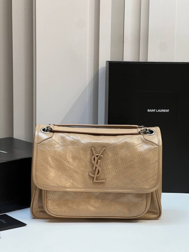 Yves Saint Laurent Сумка SAINT LAURENT YSL Niki MEDIUM В ВИНТАЖНОЙ КОЖЕ Beige