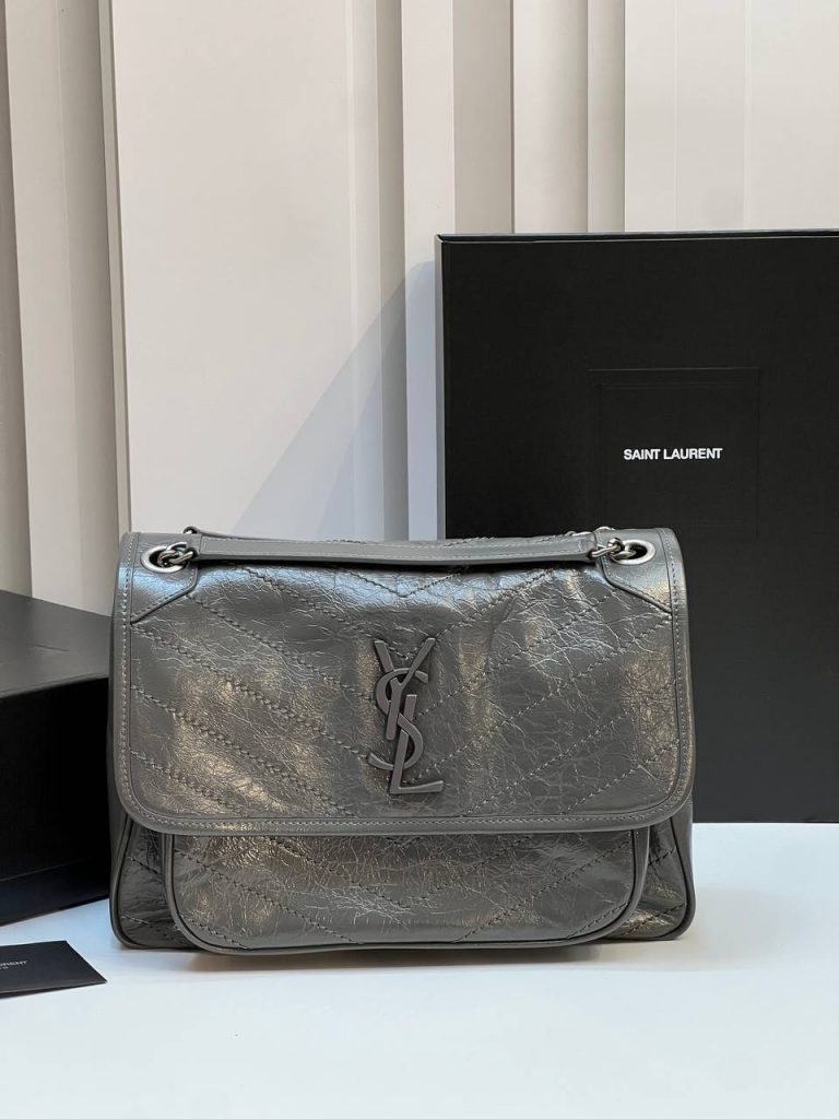 Yves Saint Laurent Сумка SAINT LAURENT YSL Niki MEDIUM В ВИНТАЖНОЙ КОЖЕ Grey