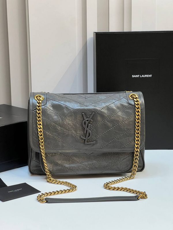 Сумка SAINT LAURENT YSL Niki MEDIUM В ВИНТАЖНОЙ КОЖЕ Grey Gold